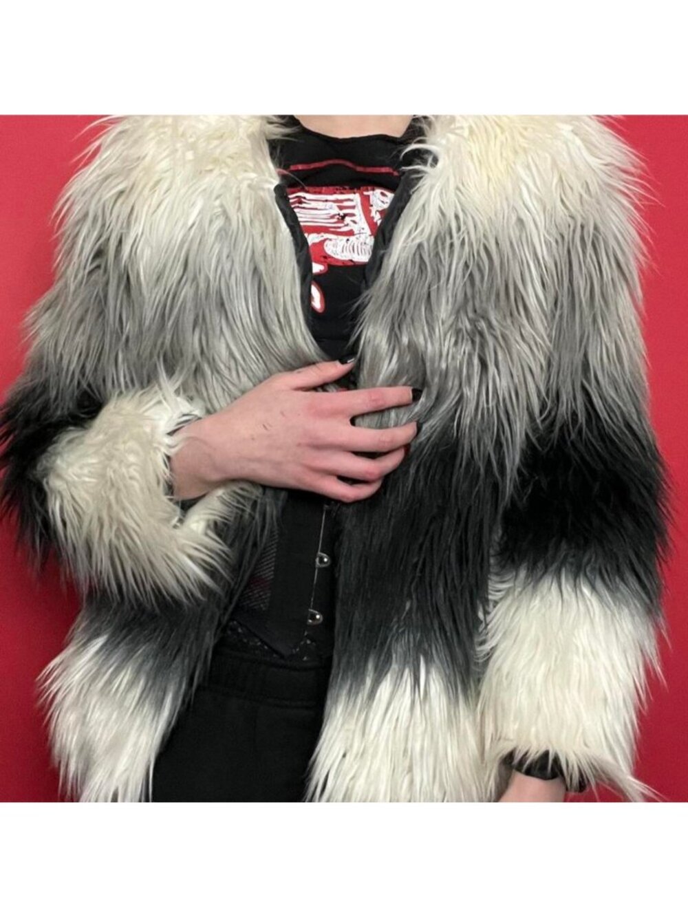 Xileration / super fluffy grey black and white jacket  🩶🖤